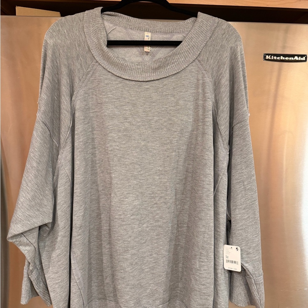 Free People Movement Light Gray Cozy Long Sleeve Sweatshirt
